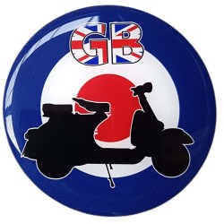 Moped Scooter Sticker Decal Round Badge Mod Target Union Jack GB Resin Gel 3D Domed Badge 80mm