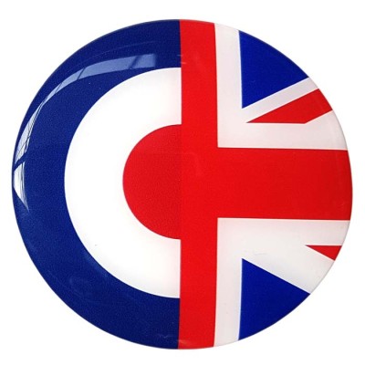 Moped Scooter Sticker Decal Round Badge Mod Target Union Jack Resin Gel 3D Domed Badge 80mm