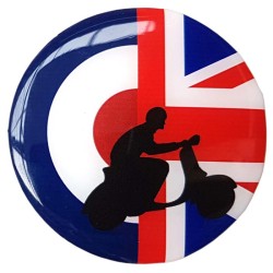 Moped Scooter Sticker Decal Round Badge Mod Target Union Jack Resin Gel 3D Domed Badge 80mm