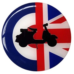 Moped Scooter Sticker Decal Round Badge Mod Target Union Jack Resin Gel 3D Domed Badge 80mm