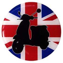 Moped Scooter Sticker Decal Round Badge Union Jack Mod Target Resin Gel 3D Domed Badge 80mm