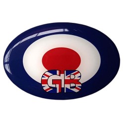 Moped Scooter Sticker Decal Oval Badge Mod Target GB Union Jack Resin Gel 3D Domed