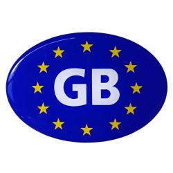 GB Car Sticker Decal Badge Oval EU Euro Stars Resin Gel 3D Domed