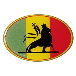 Jamaica Car Sticker Decal Badge Oval Rasta Rastafari Lion Flag Resin Gel 3D Domed