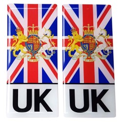 UK Number Plate Sticker Decal Badge Union Jack Flag United Kingdom Coat of Arms 3d Resin Gel Domed