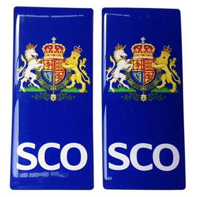Scotland Number Plate Sticker Decal Badge Scottish SCO Coat of Arms 3d Resin Gel Domed