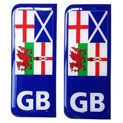GB Number Plate Sticker Decal Badge UK Flag Union Jack 3d Resin Gel Domed