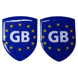 GB Car Sticker Decal Badge Shield EU Euro Stars Resin Gel 3D Domed