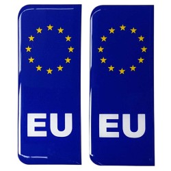 EU Number Plate Blue Sticker Decal Badge Euro Stars 3d Resin Gel Domed