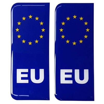 EU Number Plate Blue Sticker Decal Badge Euro Stars 3d Resin Gel Domed