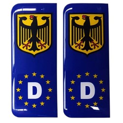 German Number Plate Blue Sticker Decal Badge Deutschland Coat of Arms Bundesadler EU Euro Stars 3d Resin Gel Domed