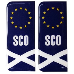 Scotland Number Plate Blue Sticker Decal Badge SCO Flag EU Euro Stars 3d Resin Gel Domed