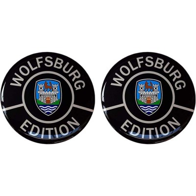 Wolfsburg Edition Car Sticker Decal Badge Round German Crest Resin Gel 3D Domed 28mm