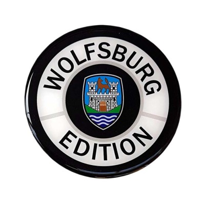 Wolfsburg Edition Car Sticker Decal Badge Round German Crest Resin Gel 3D Domed 80mm