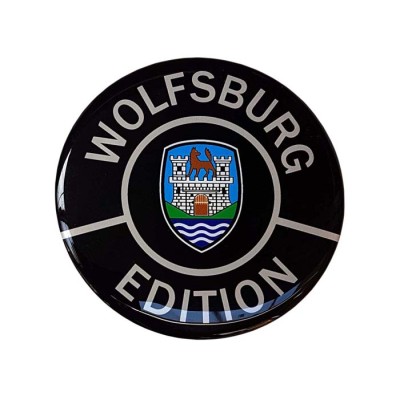 Wolfsburg Edition Car Sticker Decal Badge Round German Crest Resin Gel 3D Domed 70mm