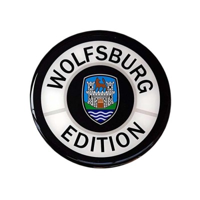 Wolfsburg Edition Car Sticker Decal Badge Round German Crest Resin Gel 3D Domed 70mm