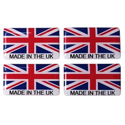 Made In The UK Sticker Decal Union Jack Badge Resin Gel 3D Domed