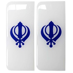 Khanda Number Plate Sticker Decal Badge Sikh Blue & White 3D Resin Gel Domed