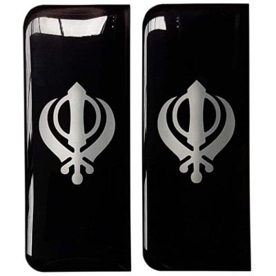 Khanda Number Plate Sticker Decal Badge Sikh Black & Silver 3D Resin Gel Domed