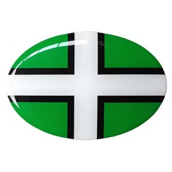 Devon Car Sticker Decal Badge Oval St. Petroc Flag Resin Gel 3D Domed