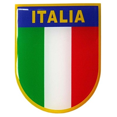 Italy Car Sticker Decal Badge Shield Italia Italian il Tricolore Flag Resin Gel 3D Domed