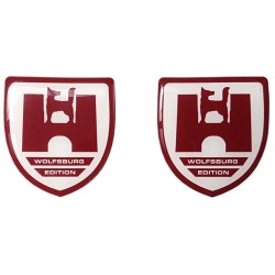 Wolfsburg Edition Car Sticker Decal Badge Shield German Crest Resin Gel 3D Domed 2pk