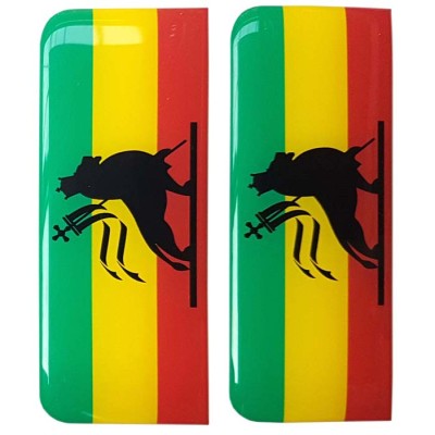 Jamaica Number Plate Sticker Decal Badge Rastafari Rasta Lion Flag 3D Resin Gel Domed