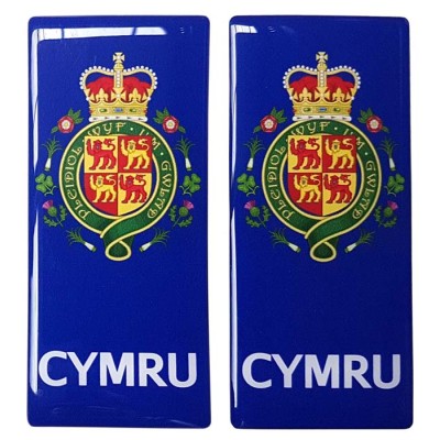 Wales Number Plate Sticker Decal Badge Cymru Coat of Arms 3d Resin Gel Domed