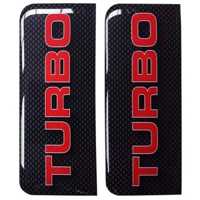 Turbo Number Plate Sticker Decal Badge Red & Carbon 3D Resin Gel Domed