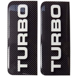 Turbo Number Plate Sticker Decal Badge Carbon & White 3D Resin Gel Domed