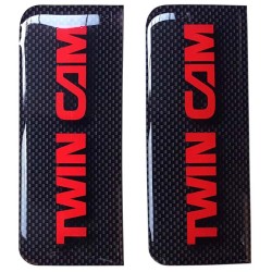 Twin Cam Number Plate Sticker Decal Badge Red & Carbon 3D Resin Gel Domed