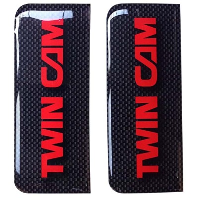 Twin Cam Number Plate Sticker Decal Badge Red & Carbon 3D Resin Gel Domed