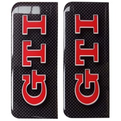 GTI Number Plate Sticker Decal Badge Red & Carbon 3D Resin Gel Domed