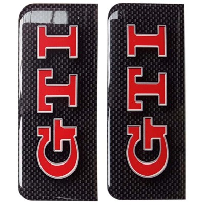 GTI Number Plate Sticker Decal Badge Red & Carbon 3D Resin Gel Domed