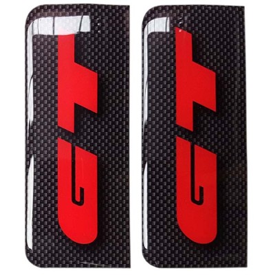 GT Number Plate Sticker Decal Badge Carbon & Red 3D Resin Gel Domed
