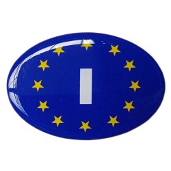 Italy Car Sticker Decal Badge Oval Italian EU Euro Stars Resin Gel 3D Domed