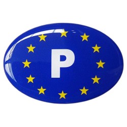 Portugal Car Sticker Decal Badge Oval Portuguese EU Euro Stars Resin Gel 3D Domed