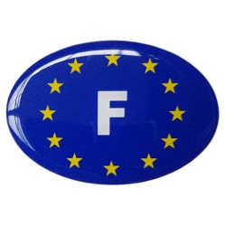 France Car Sticker Decal Badge Oval French Française EU Euro Stars Resin Gel 3D Domed