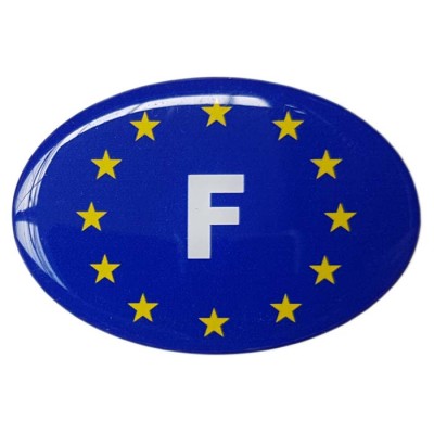 France Car Sticker Decal Badge Oval French Française EU Euro Stars Resin Gel 3D Domed