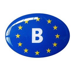 Belgium Car Sticker Decal Badge Oval Belgian EU Euro Stars Resin Gel 3D Domed