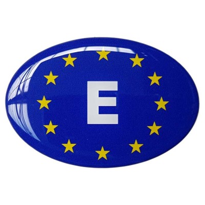 Spain Car Sticker Decal Badge Oval Spanish EU Euro Stars Resin Gel 3D Domed