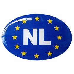 Netherlands Car Sticker Decal Badge Oval NL Dutch EU Euro Stars Resin Gel 3D Domed