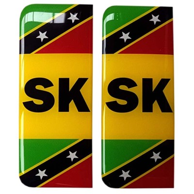 St. Kitts & Nevis Number Plate Sticker Decal Badge Saint Kitts Flags 3d Resin Gel Domed