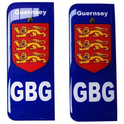 Guernsey Number Plate Sticker Decal Badge Coat of Arms Flag 3d Resin Gel Domed