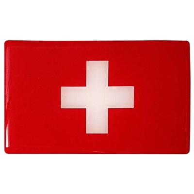 Switzerland Swiss Flag Sticker Decal Badge 3d Resin Gel Domed 1 Pack 104mm x 64mm