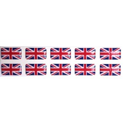 Union Jack British Flag Sticker Decal Badge Resin Coated 3d Gel Domed 10 Pack 14mm x 8mm