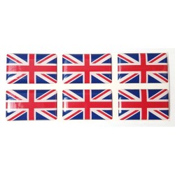 Union Jack British Flag Sticker Decal Badge 3d Resin Gel Domed 6 Pack 26mm x 16mm