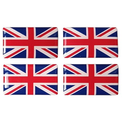 Union Jack British Flag Sticker Decal Badge 3d Resin Gel Domed 4 Pack 35mm x 20mm