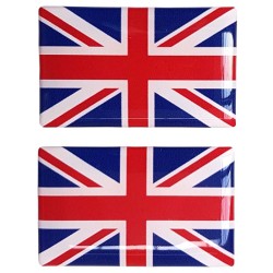 Union Jack British Flag Sticker Decal Badge 3d Resin Gel Domed 2 Pack 52mm x 32mm