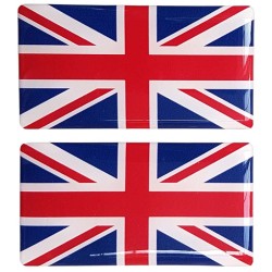 Union Jack British Flag Sticker Decal Badge 3d Resin Gel Domed 2 Pack 75mm x 40mm